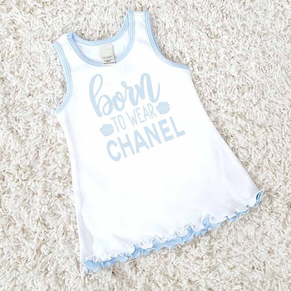 Handmade Other - Baby Girl Dress Born To Wear Chanel NEW  Light Blue